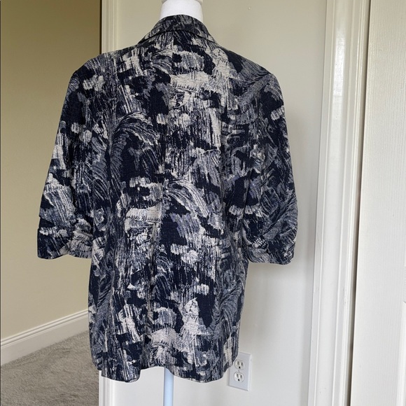 Cold Water Creek Navy/Cream Jacket with 3/4 Sleeves - Picture 4 of 14